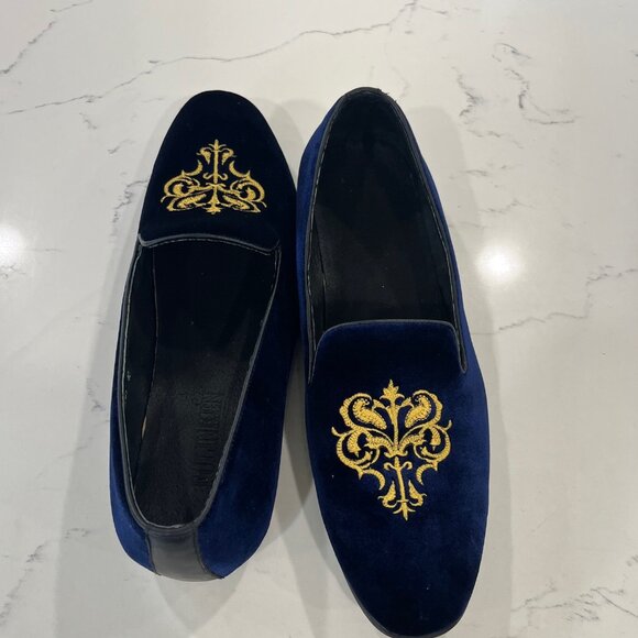 Fulinken Men's Velvet and Leather Blue Loafer Size 46 or 12 US - Picture 2 of 10